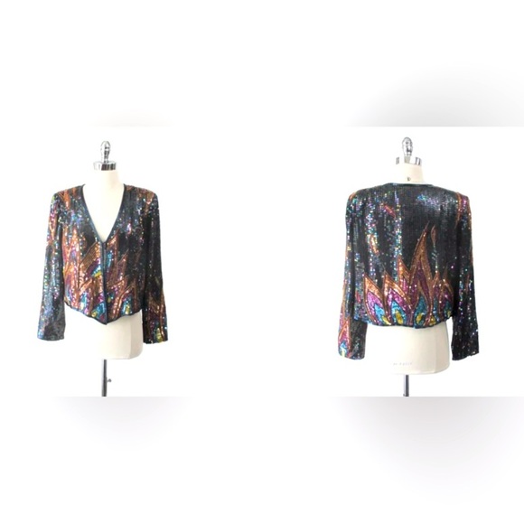 Vintage Jack Bryan Sequined/Beaded Top or Jacket small phoenix rising - Picture 5 of 12